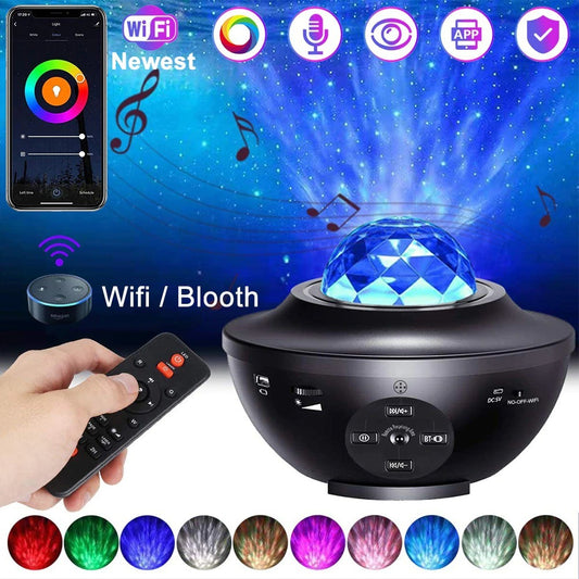 USB LED Étoile Veilleuse Musique Étoilée Vague D'eau LED Projecteur Lumière Bluetooth Projecteur Activé Par Le Son Projecteur Lumière Décor