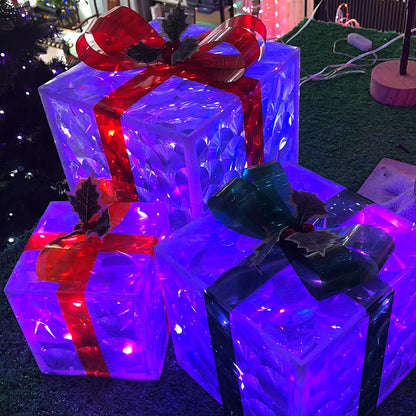 Caja de regalo de Navidad con luz mágica que cambia de color RGB