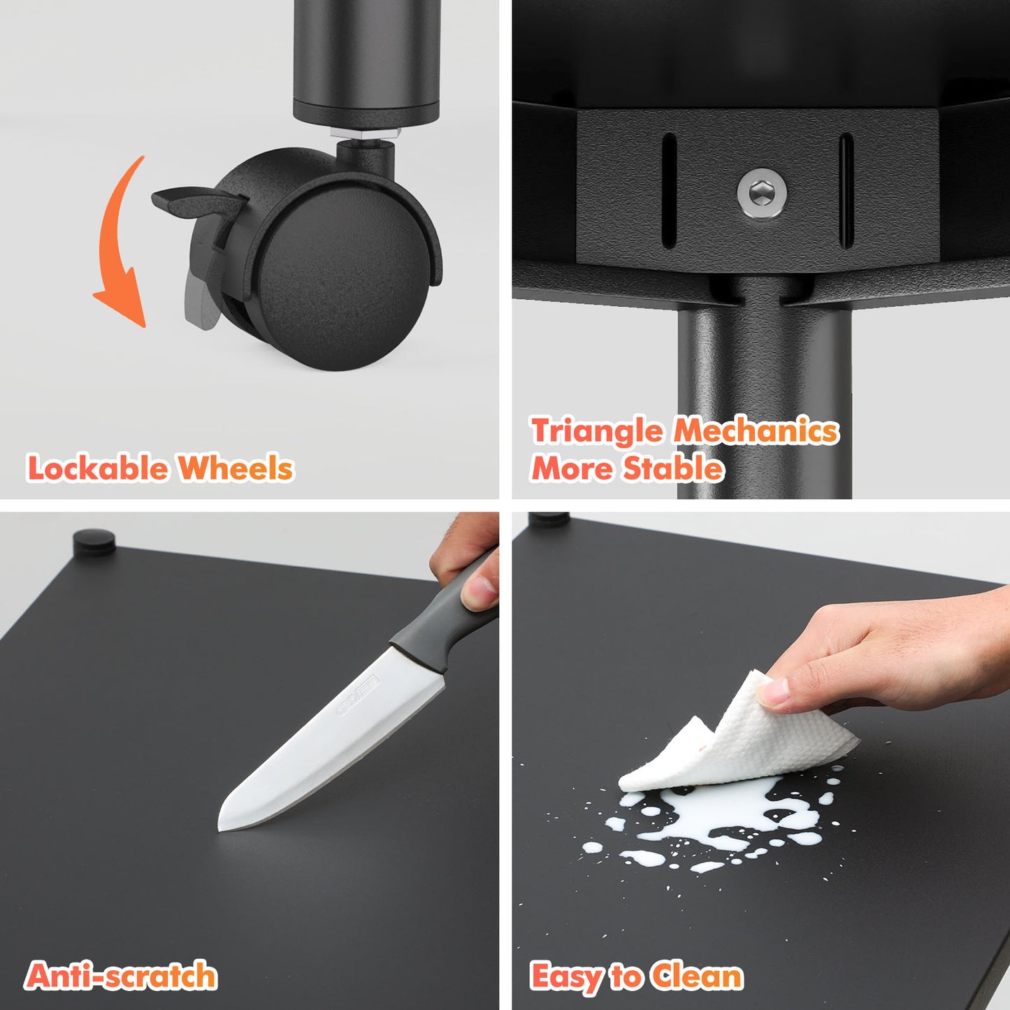 Ambitelligence Support de boulanger de cuisine, support de boulanger robuste à 4 niveaux, étagère de rangement de cuisine sur pied réglable en hauteur avec roues et pieds, support de four à micro-ondes en métal industriel noir