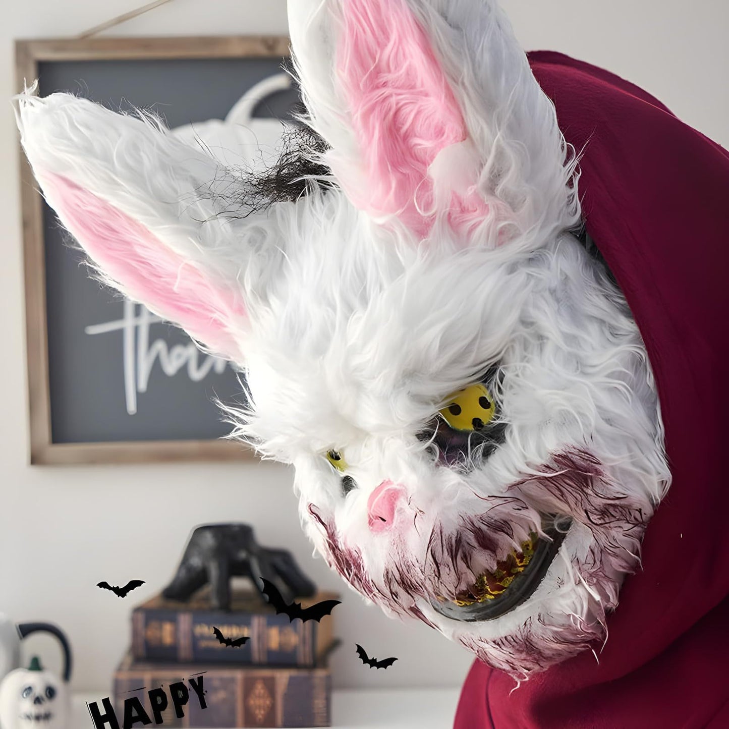 Masque effrayant d'Halloween, masque d'ours, de lapin, de lapin, masque de tête en peluche sanglante, accessoires de costume de cosplay, masque d'ours et de lapin du diable d'horreur de fête d'Halloween