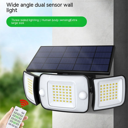 Lámpara de pared con sensor solar luminosa en tres lados