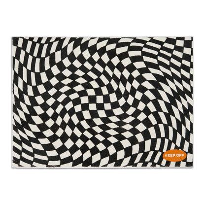 Tapis de salon moderne et minimaliste avec motif en damier de luxe léger