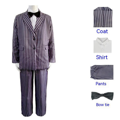 Wednesday Halloween Striped Cosplay Costume