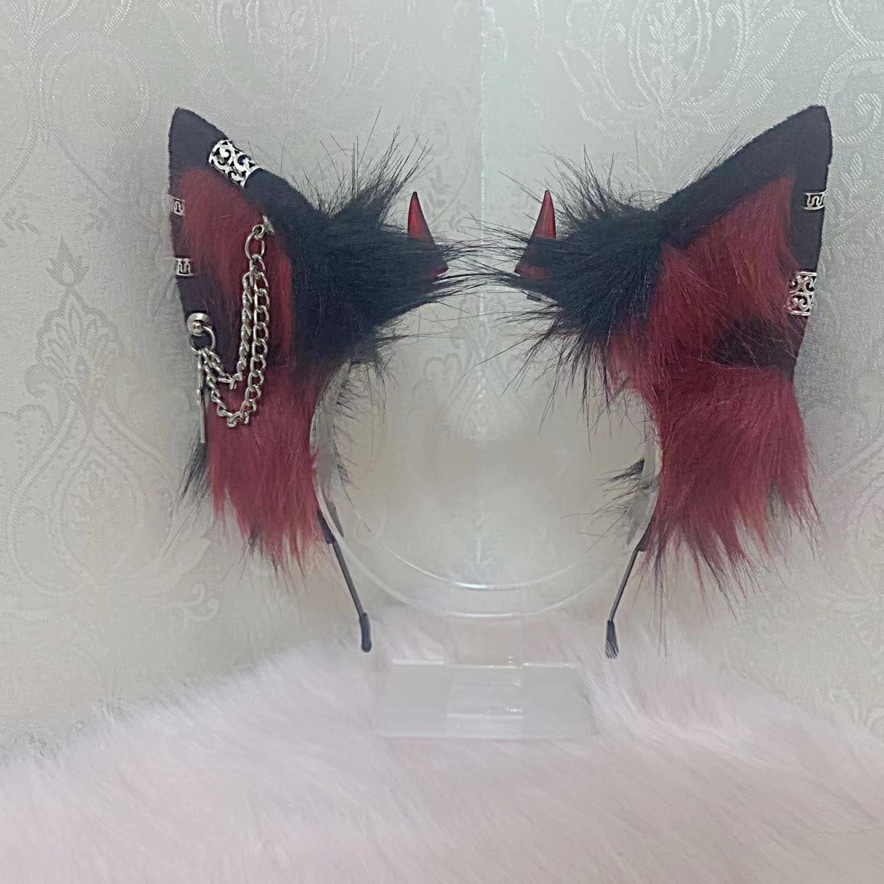 Diadema con orejas de cuerno de demonio vampiro para Halloween