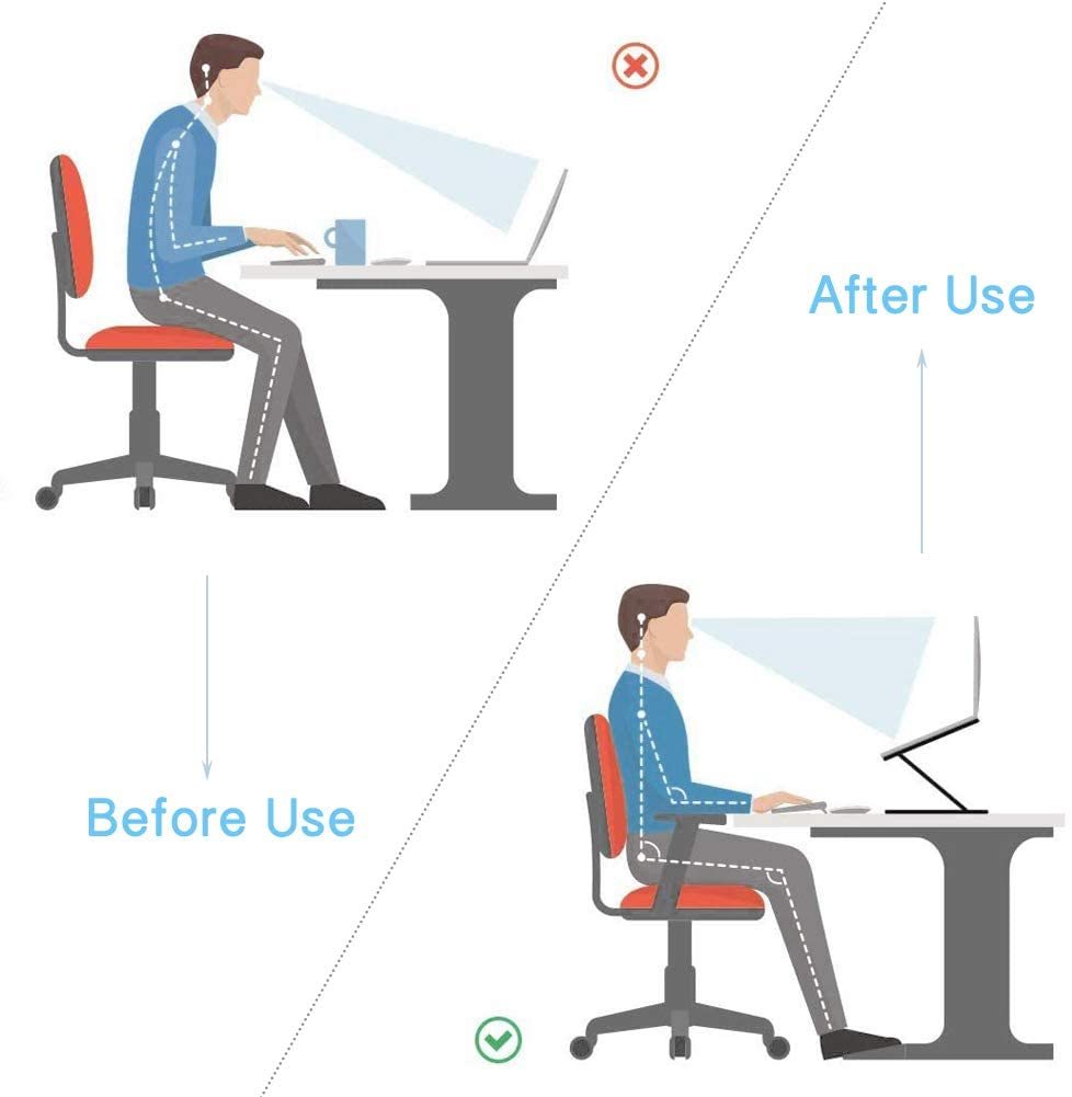 Mesa de soporte ajustable para computadora portátil para oficina, soporte de elevación plegable portátil, diseño ergonómico de aluminio, escritorio de oficina o hogar adecuado para iPad Plataforma Amazon prohibida