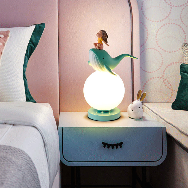 Bedroom Decorated With Small Night Light On Bird Table