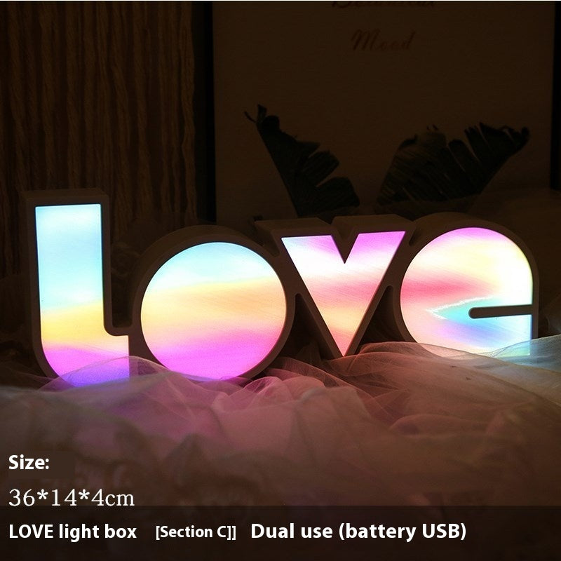 Lámpara de festón ornamental LED Modelado de luz decorativa creativa Propuesta Declaración Diseño de vacaciones Letra de amor inglesa Luz LED