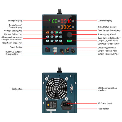 DC Regulated Power Supply Adjustable Programmable Digital Display