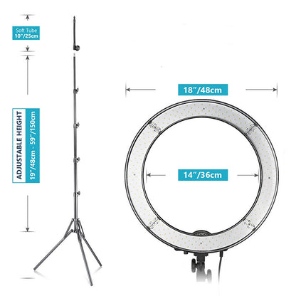 Luz de relleno LED de 18 anillos, teléfono móvil, grabación de vídeo, fotografía, luz