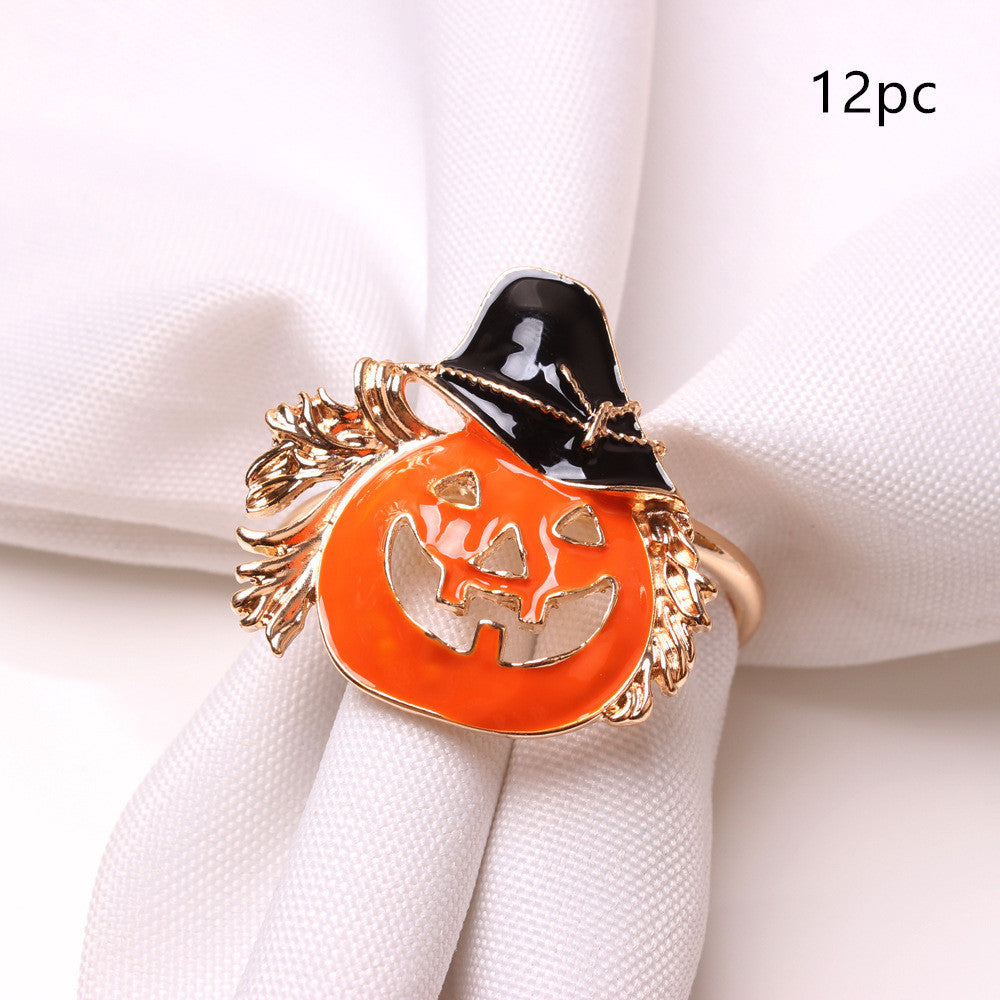 Skull Pumpkin Halloween Paranormal Napkin Buckle Hotel