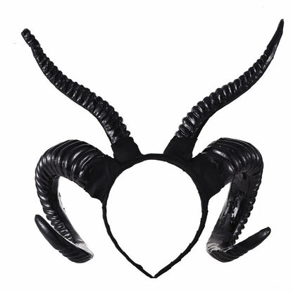 Diadema de cuerno de bruja oscura con cuerno de bruja, accesorios para el cabello de Halloween