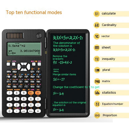 Calculadoras científicas plegables 2 en 1, tableta de escritura a mano, calculadora con función de aprendizaje, calculadoras científicas de escritorio plegables