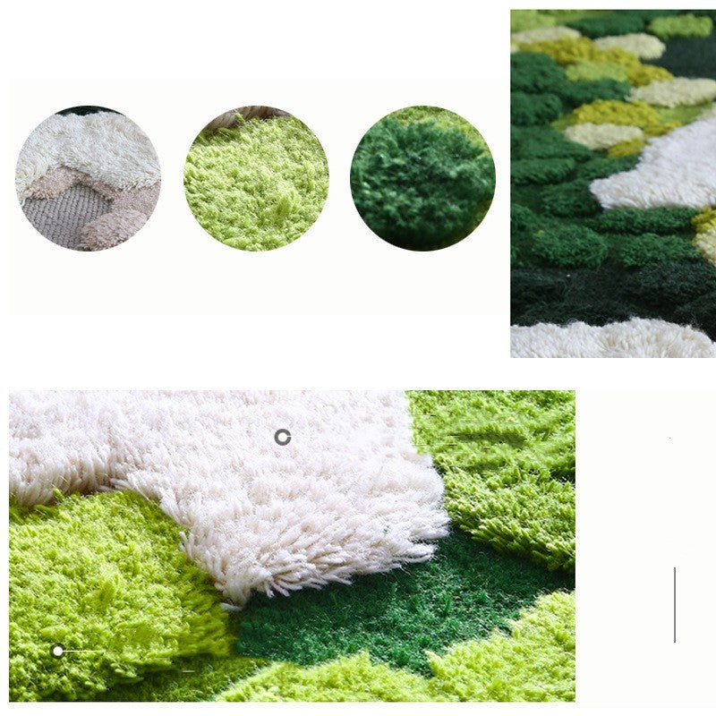 Pure Handmade Wool Carpet Round Living Room Bedroom Forest Moss