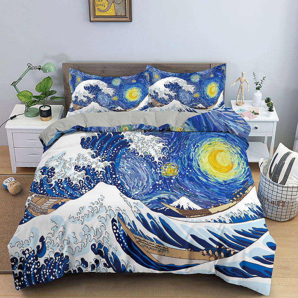 Cross-border Amazon Three-piece Bed Set Home Textile Four-piece Set Basketball Quilt Cover Thick Twill Wish