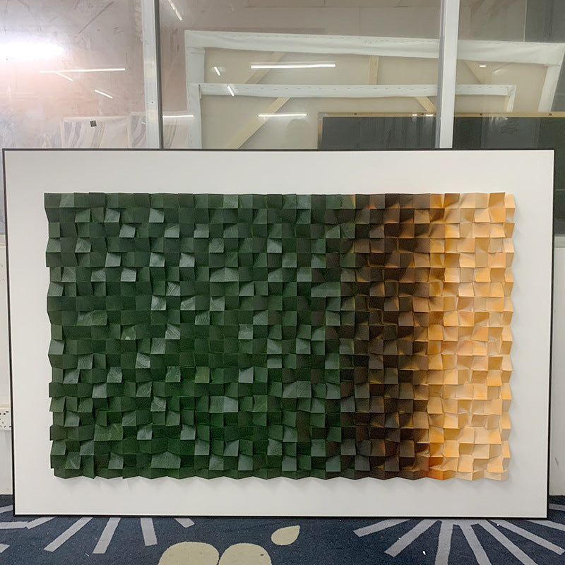 Pintura decorativa de la lona del bloque de madera del mosaico tridimensional