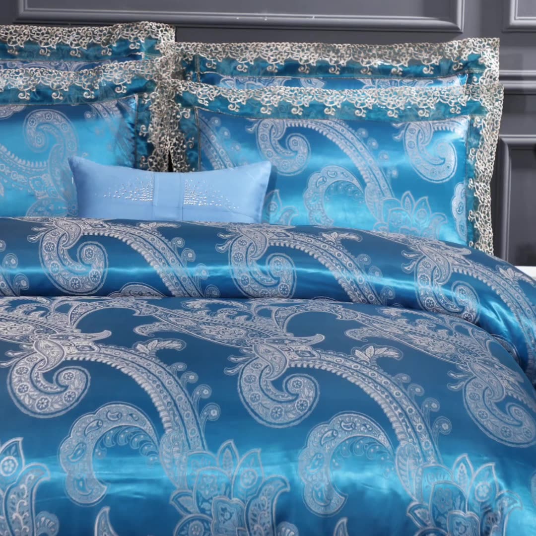 European Style Satin Embroidery Modal Jacquard Cotton Four-piece Cotton Tencel Wedding Quilt Cover Bed Sheet