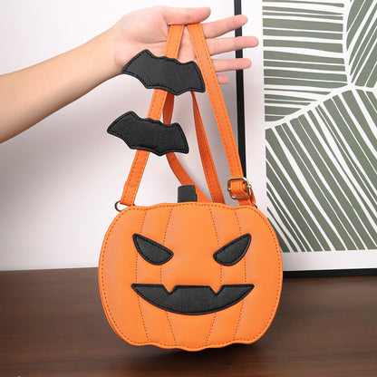 Bolsos de Halloween 2023, bolso de hombro tipo bandolera con dibujos de calabaza divertida y murciélago, bolso femenino creativo personalizado