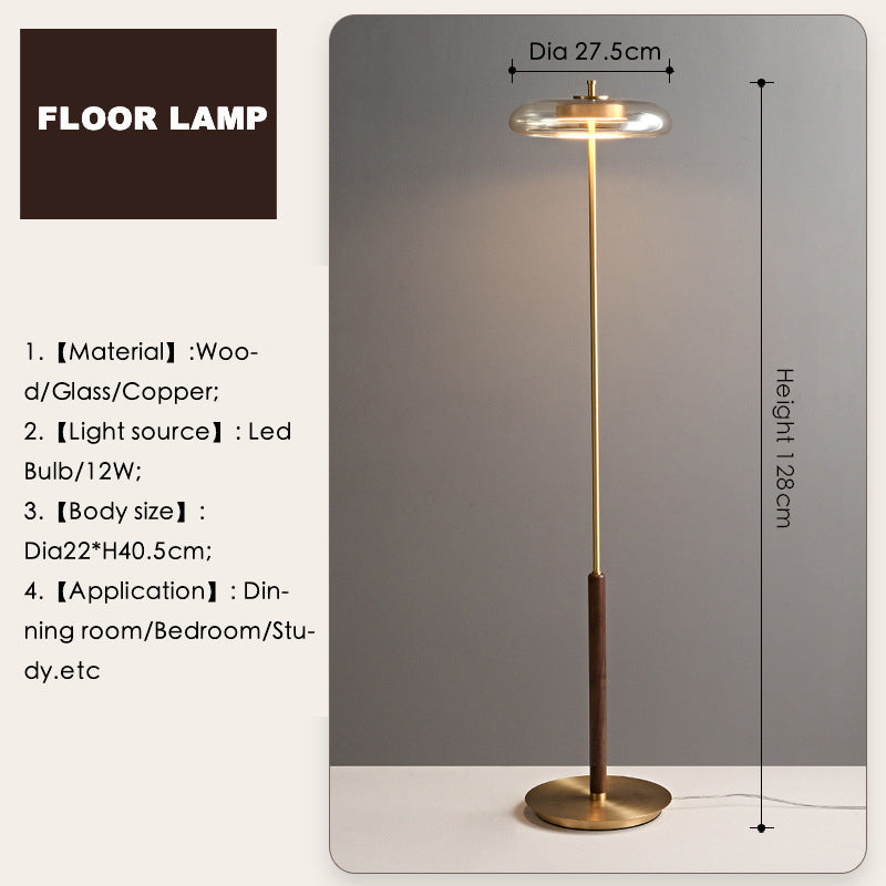 Lampadaire de luxe en laiton et noyer Nordic Light