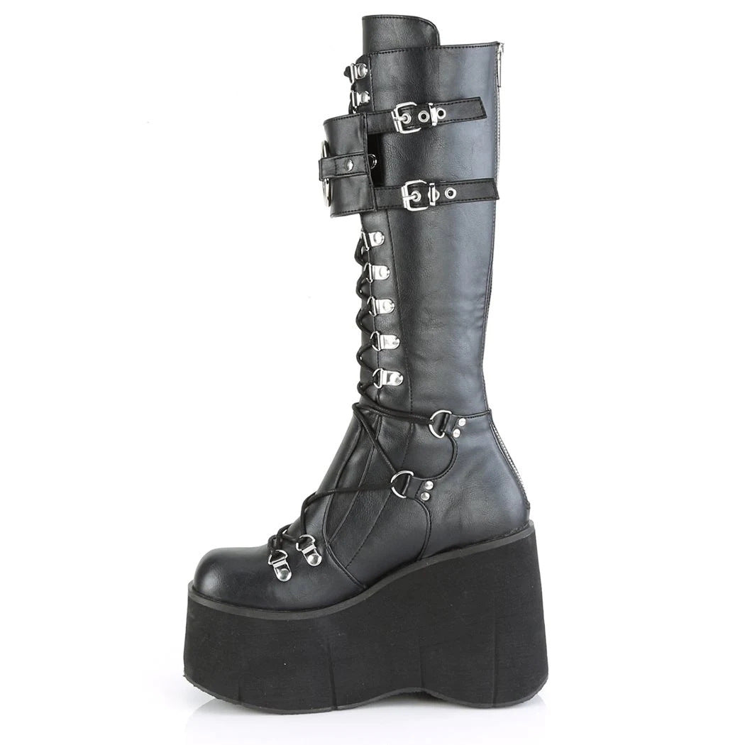 Botas de plataforma gótica con tacón de cuña para Halloween, talla grande, para mujer