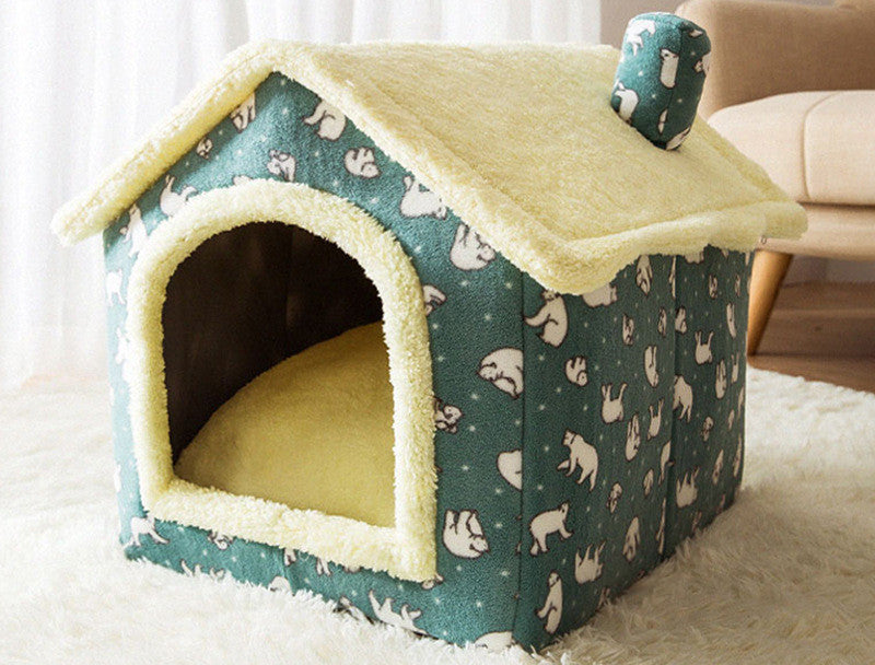 Casa plegable para perros, cama para Gato, Villa para perros de invierno, caseta para dormir, nido extraíble, cueva cerrada cálida, sofá, suministros para mascotas