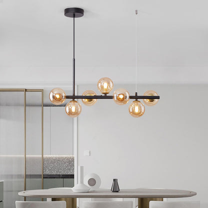 A Long Minimalist Glass Magic Bean Chandelier