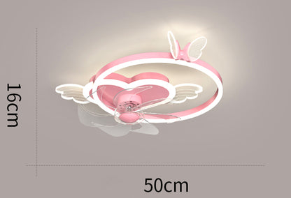 Simple Cartoon Heart-shaped Butterfly Ceiling Lamp For Children