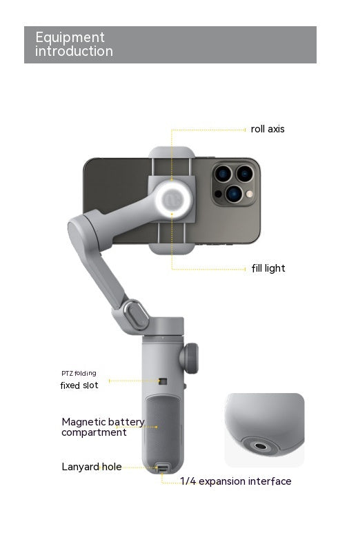 Stabilisateur PTZ mobile Pro Anti-secousse intelligent à trois axes