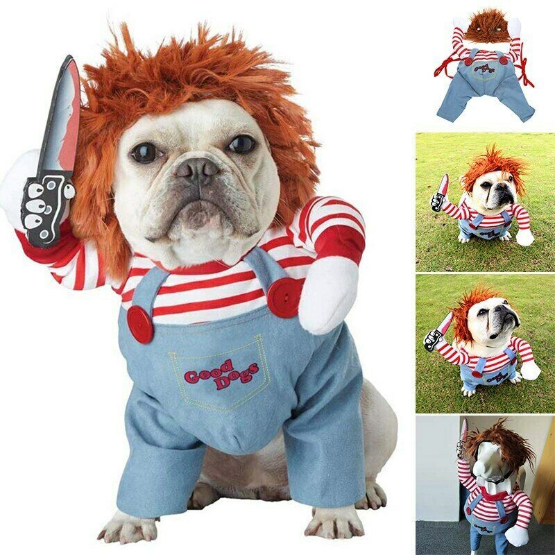 Costume d'halloween pour animaux de compagnie, vêtements amusants pour chiens, réglables, Costume de Cosplay, Costume effrayant, rassemblements de fête