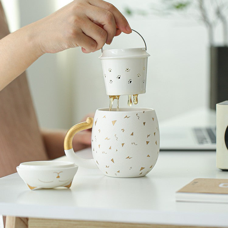 Ceramic Mug With Filtered Water Cup