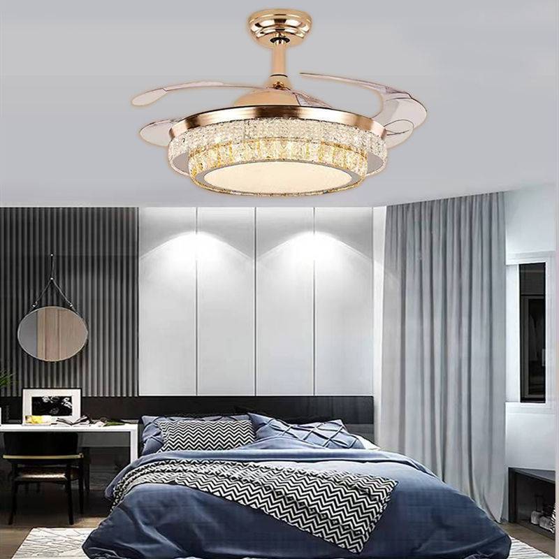 LED Crystal Fan Chandelier Is Suitable For Dining Room And Living Room