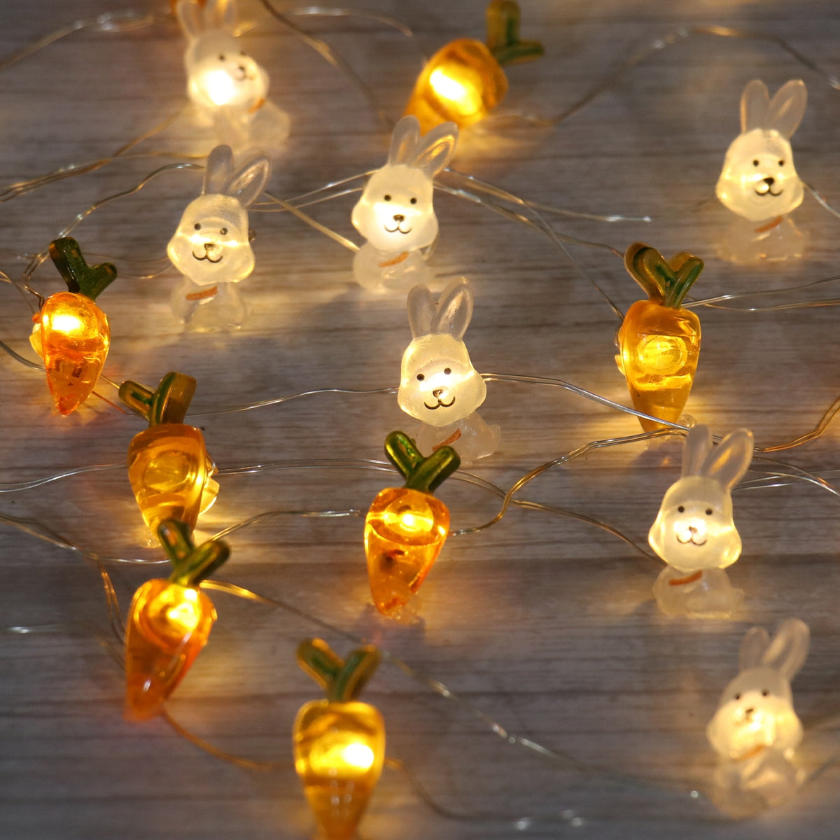 Guirlande lumineuse LED en forme de lapin de pâques, décoration pour la maison, lapin carotte, fournitures lumineuses féeriques, cadeaux de pâques, cadeaux de fête