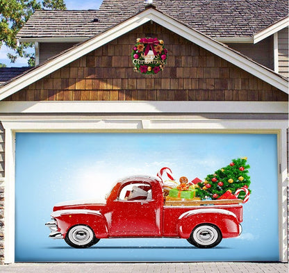 Décoration de porte de garage en tissu de fond de Noël Bannière de fête de vacances Tapisserie Amazon