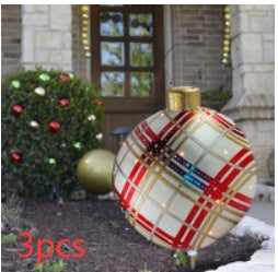 Bola de adorno navideño para exteriores, de PVC, 60 cm, inflable, decorada, bolas gigantes de PVC, grandes, para decorar árboles de Navidad