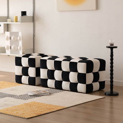 Change Shoe Stool Black And White Chessboard Chair