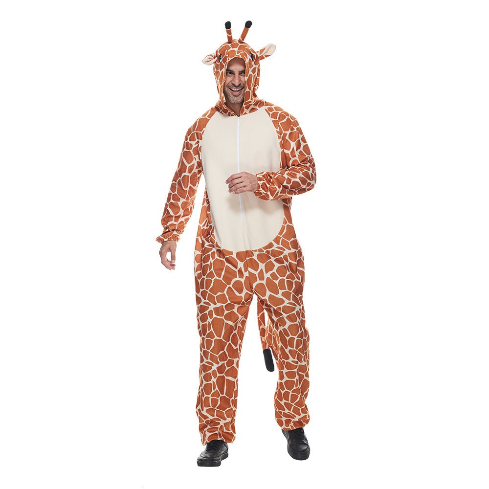 Costume de spectacle d'Halloween Costume de fête d'animaux Girafe Dessin animé