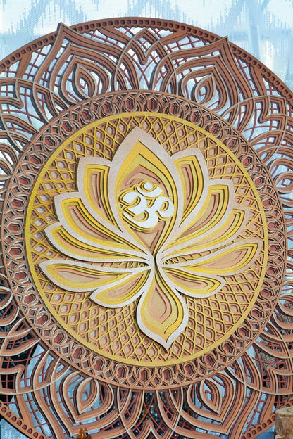 Mandala de madera obra de arte Kundalini Yoga Zen salón de té pintura decorativa