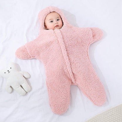 Baby Starfish Lamb Velvet Sleeping Bag Comfortable Newborn Baby Male And Female Baby Outing Winter Quilt Plus Cotton Thickening