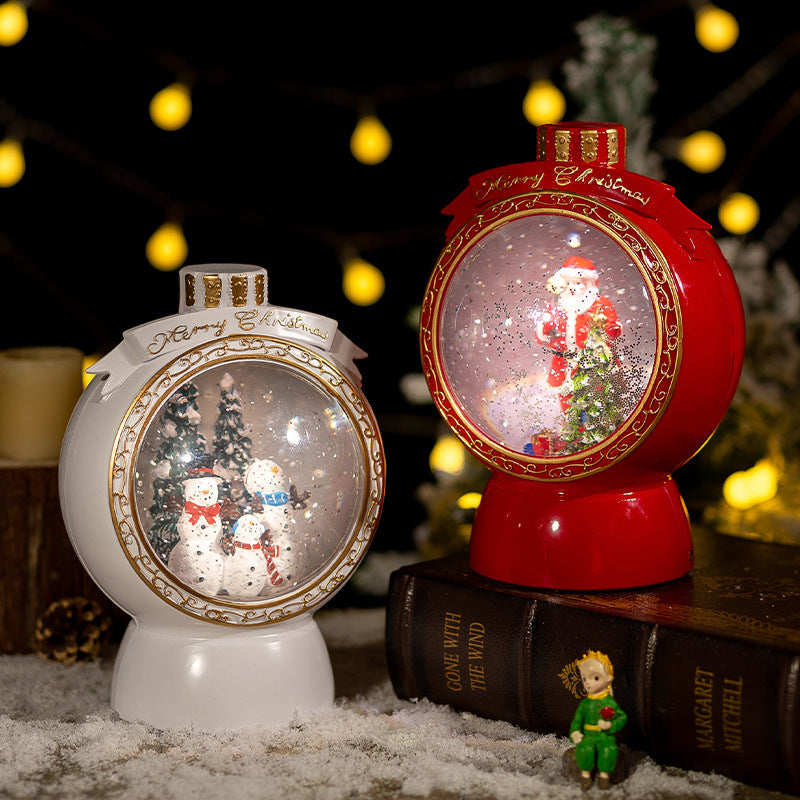 Caja de música automática con forma de copo de nieve y adornos navideños