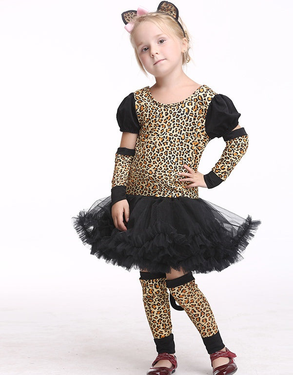 Disfraz de gato leopardo para Halloween para niñas