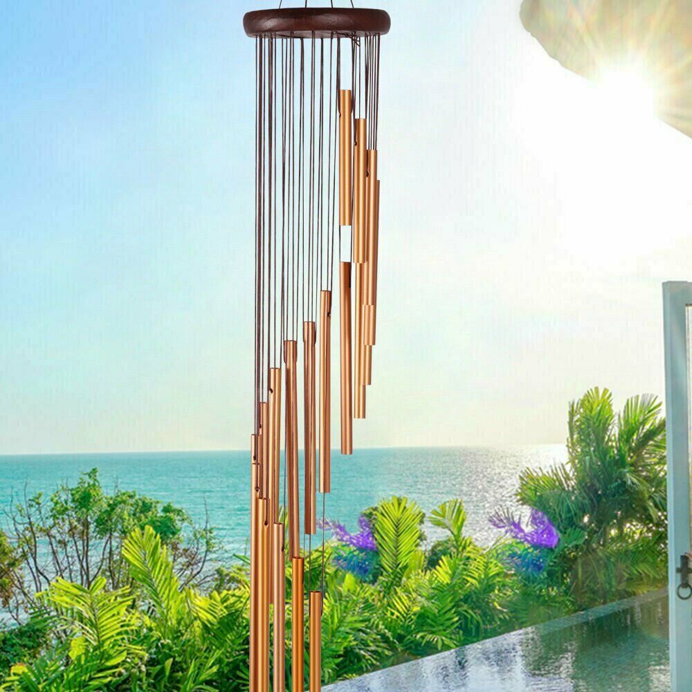 35\' Outdoor Wind Chimes Large 18 Tubes Deep Tone Chapel Bells For Garden Decor