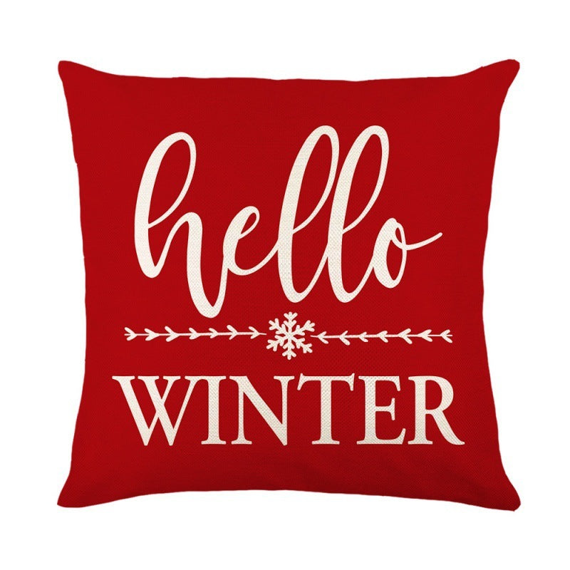 Christmas Pillow Cover Festival Festive Linen Printing Living Room Home Cushion Cover Bedroom Pillow