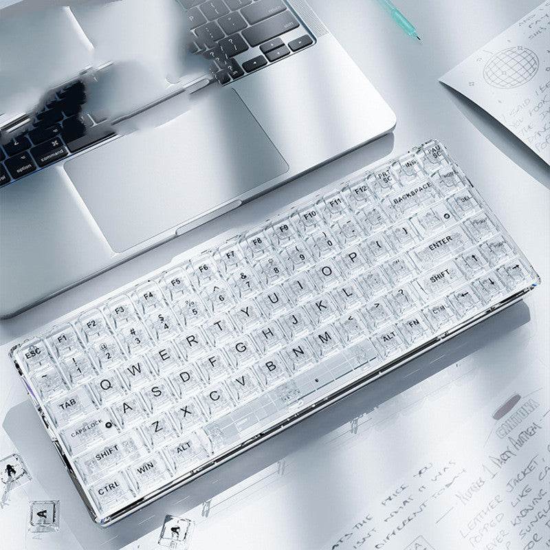 Clavier mécanique tri-mode sans fil Bluetooth transparent