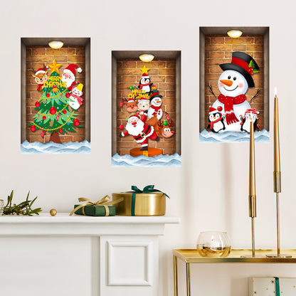 Cartoon Snowman Christmas Tree Home Decoration Wall Sticker