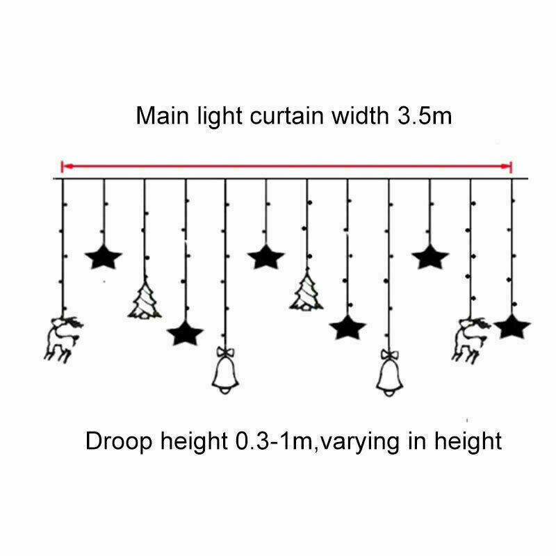 LED Fée Chaîne Fenêtre Rideau Lumières Étoile De Noël Fête De Noël Maison Intérieure