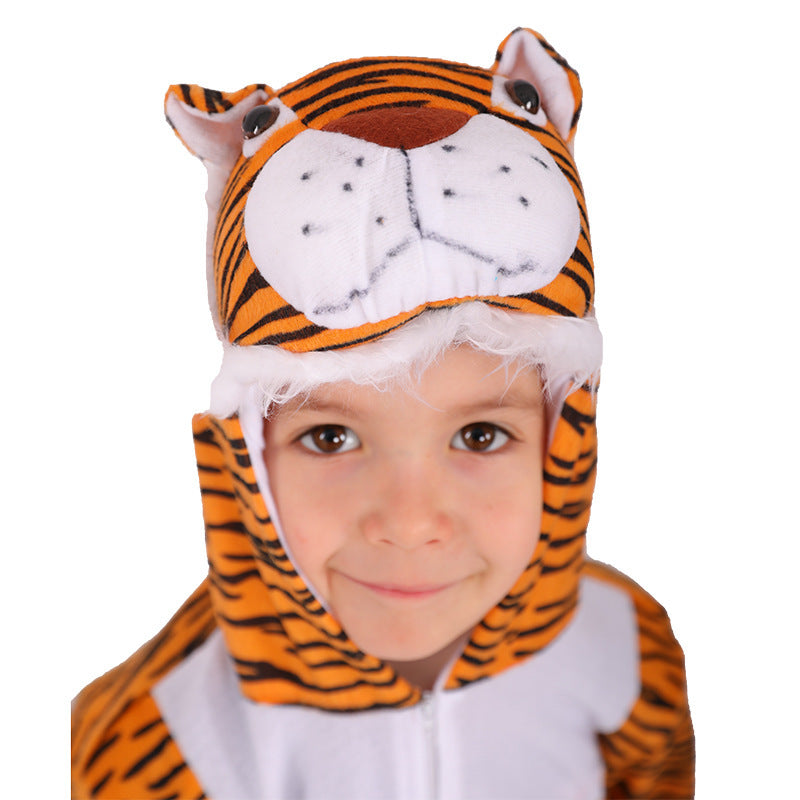 Costume de modélisation d'animal tigre pour enfants, vêtements de spectacle d'Halloween