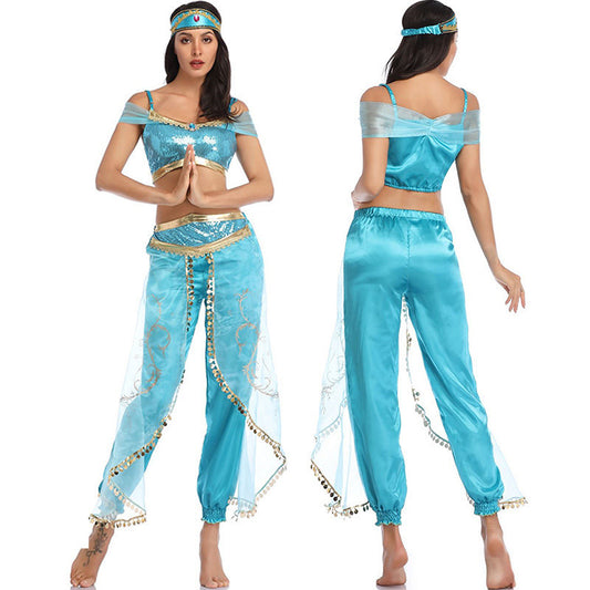 Women's Princess Jasmine Dress Halloween Stage Performance Wear