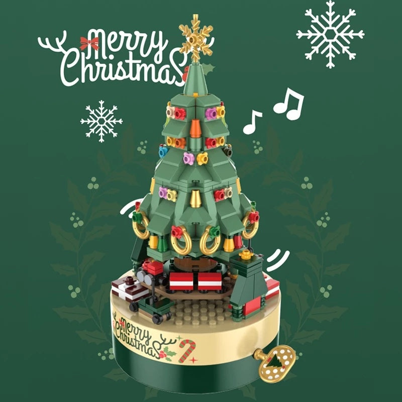 Bloques de árbol de Navidad Bloques de caja de música giratorios