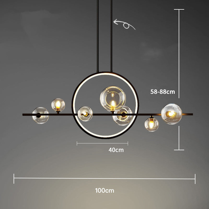 Haricot magique de lumière de bulle longue en verre de salle à manger post-moderne