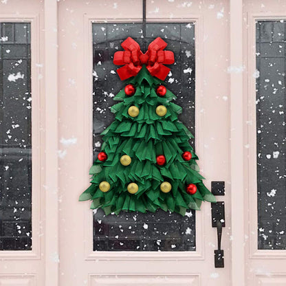 Guirnalda de tela para colgar en la puerta con colgante de árbol de Navidad