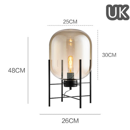 Lámpara de mesa de tetrápodo de vidrio de estilo industrial escandinavo moderno